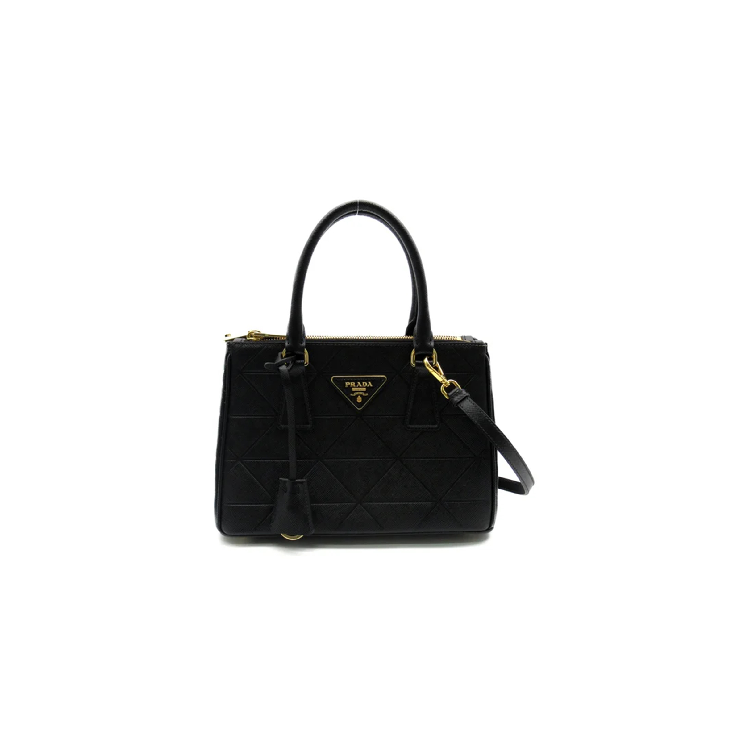 PRADA 2-WAY LEATHER SHOULDER BAG BLACK 4683561 (24*17*11.5cm)
